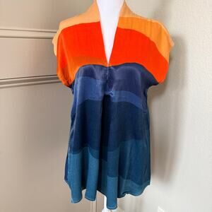 Anthropologie Conditions Apply Viscose Sleeveless Colorblock Top Blouse M